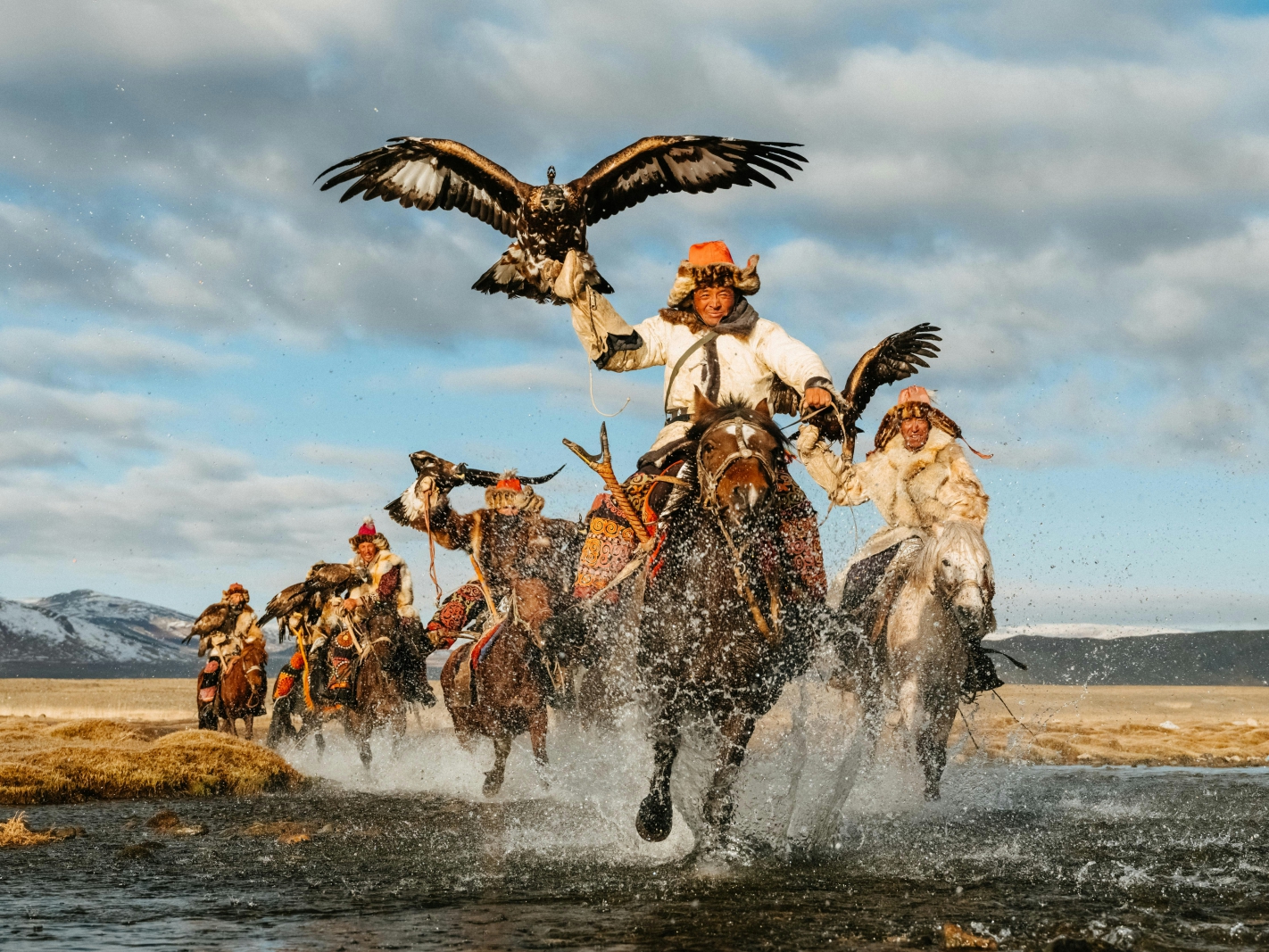 Kazakh Eagle Hunters During the golden eagle festival